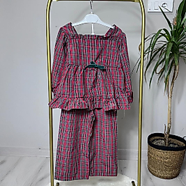Ekoseli Kız Çocuk Pijama Takımı