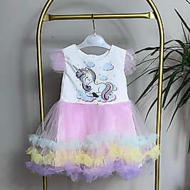 Ünicorn Kat Kat Model Kız Çocuk Elbise