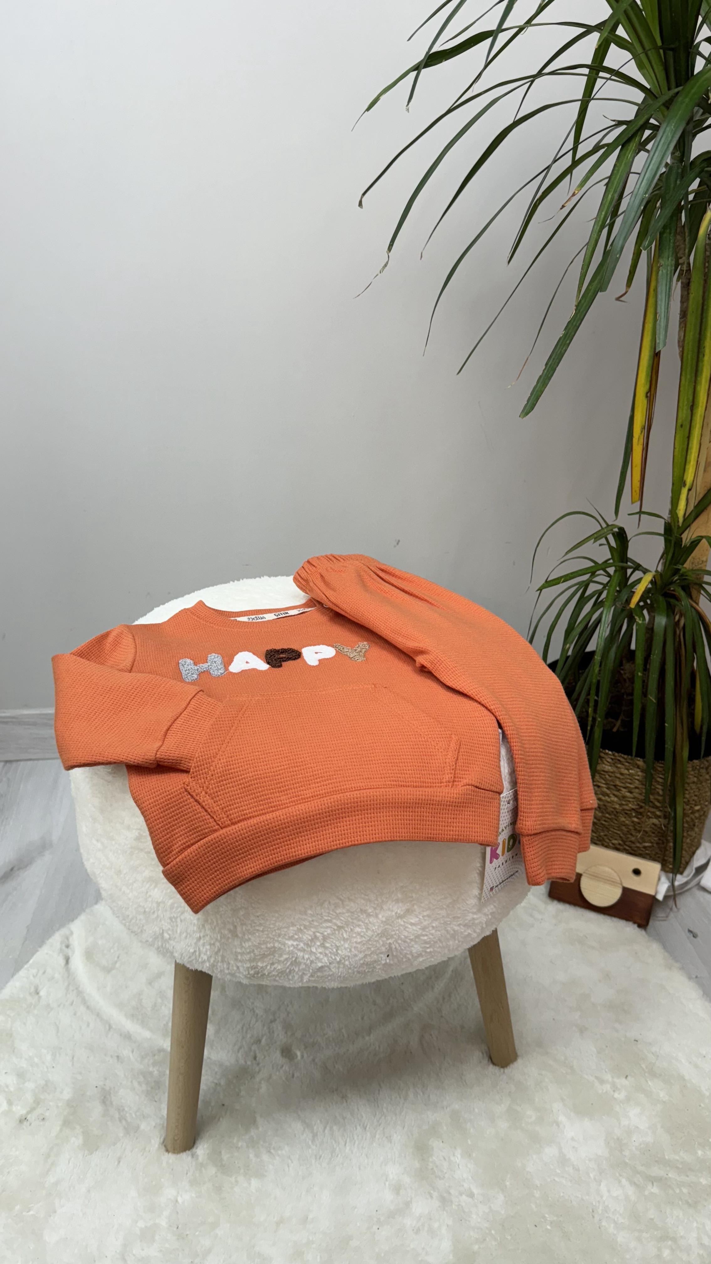 %100 Pamuk Happy Yazılı Kız İkili Takım