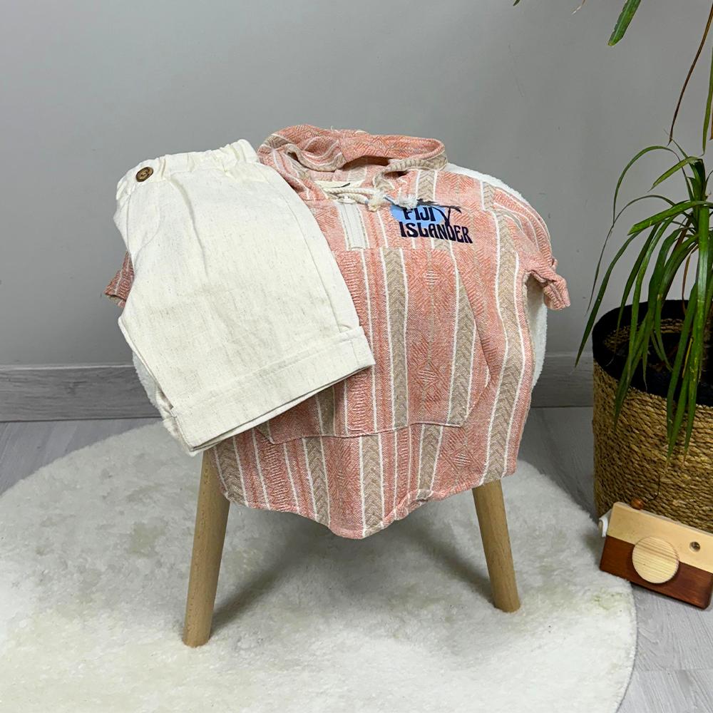 Keten Kapşonlu Şort Takım