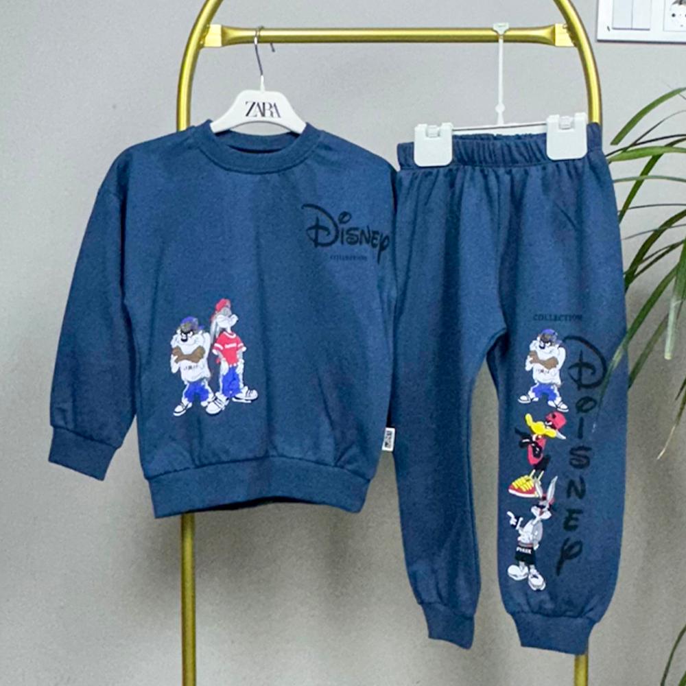 Bugs Bunny ve Tazmanya Canavarı Baskılı Petrol Mavisi İkili Takım Erkek