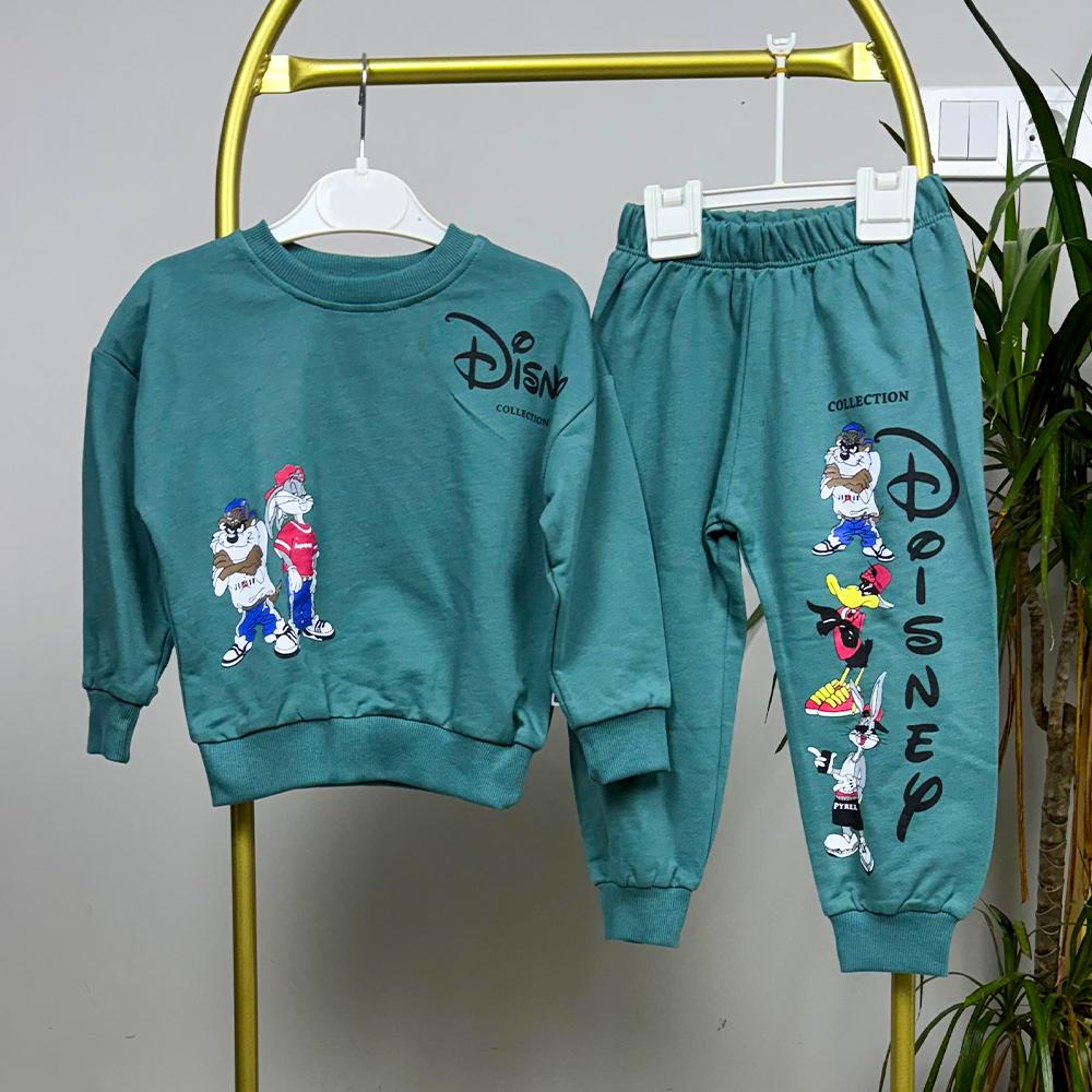 Bugs Bunny ve Tazmanya Canavarı Baskılı Yeşil İkili Takım Erkek