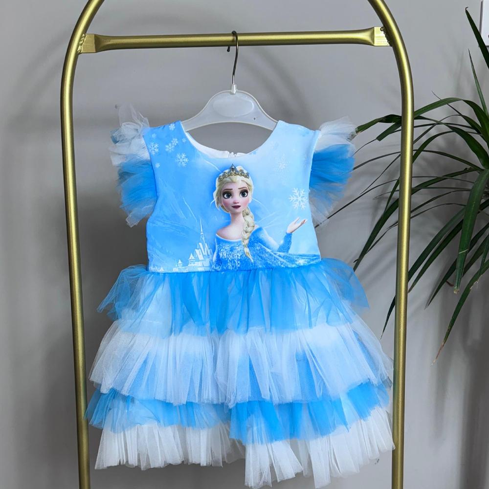 Kat Kat Elsa Model Kız Çocuk Elbise Mavi