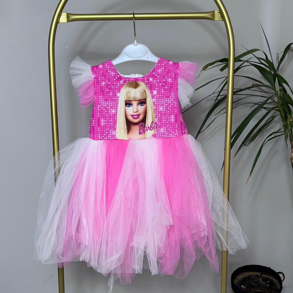 Düz Barbie Model Kız Çocuk Elbise
