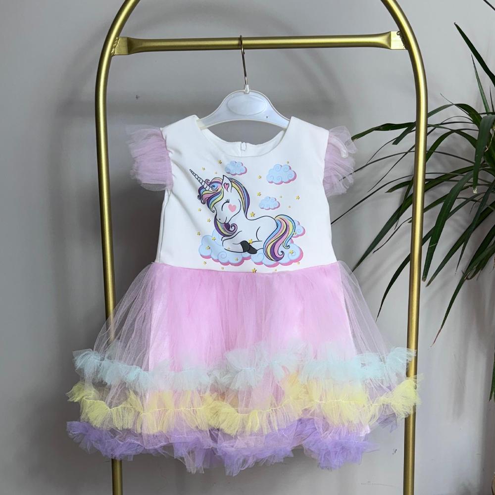 Ünicorn Kat Kat Model Kız Çocuk Elbise