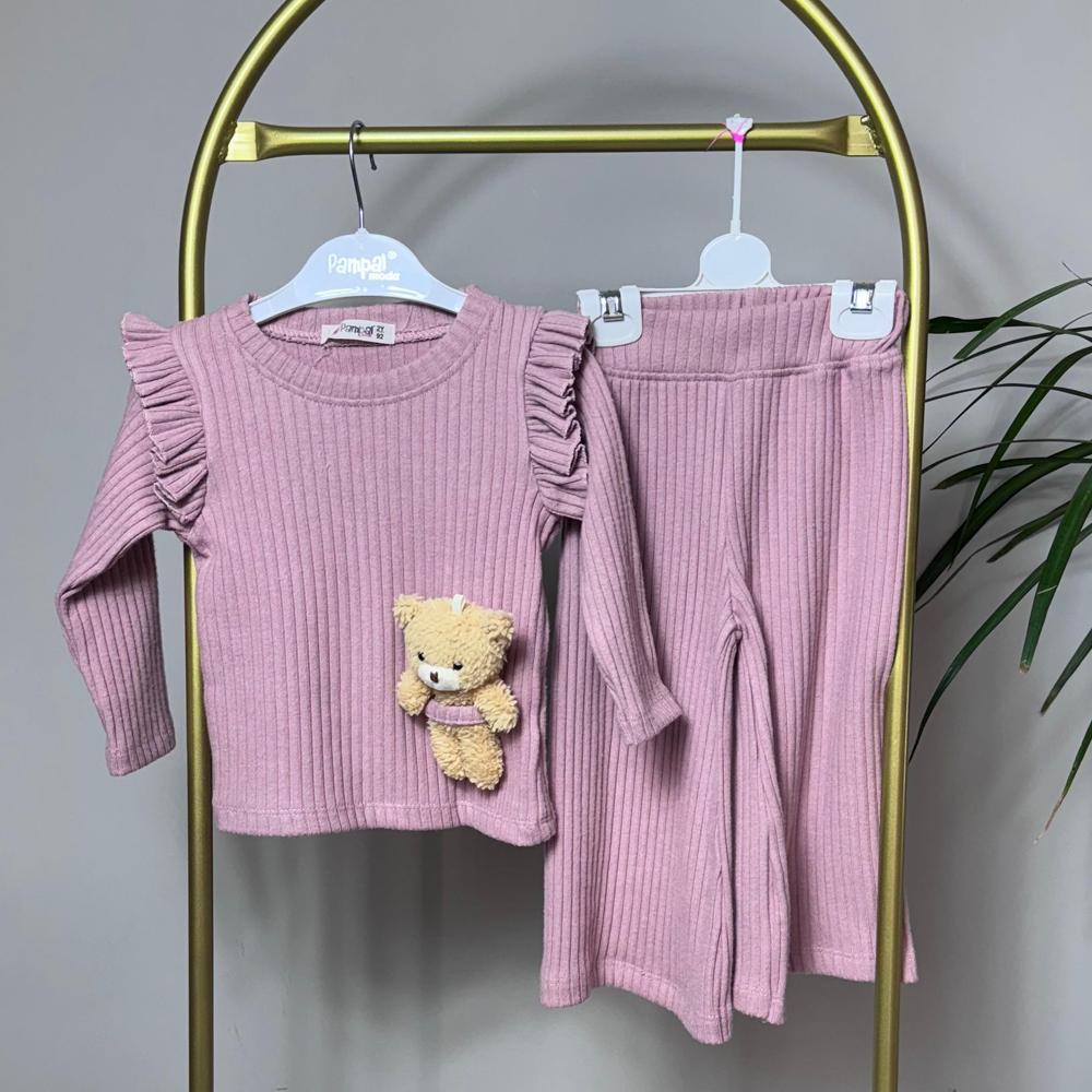 Fitilli İspanyol Paça Kız Çocuk Takım Gül Kurusu