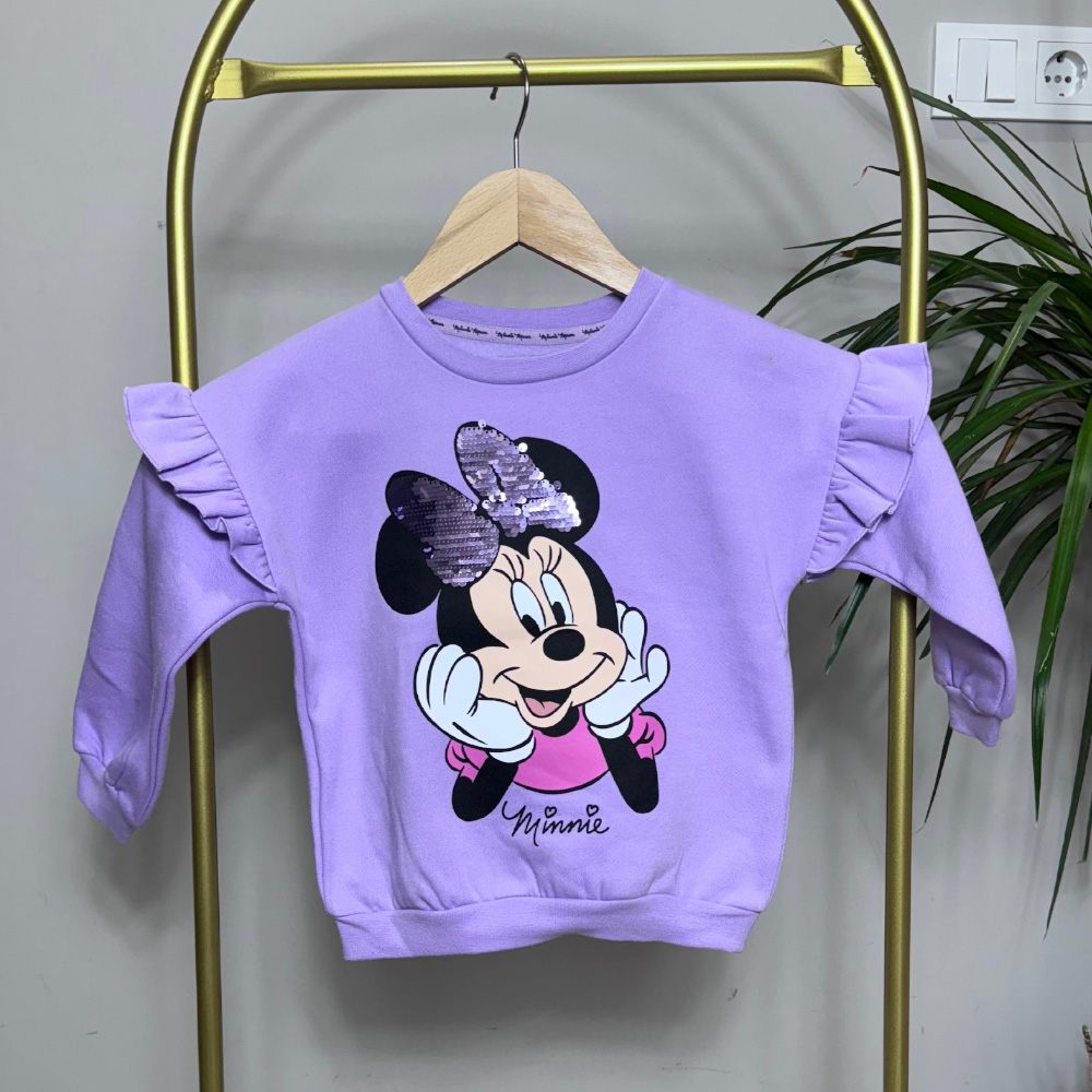 Mickey Mouse Baskılı Lila Kız Çocuk Sweat