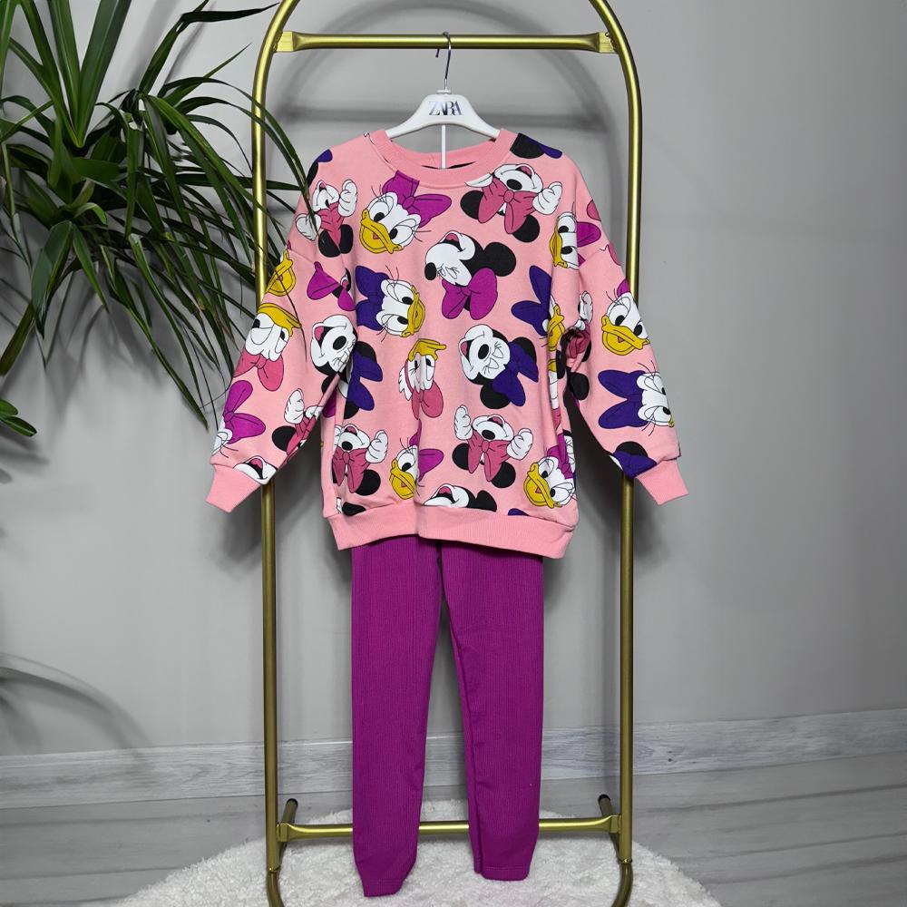 Pembe Mickey Mouse Kız Çocuk İkili Takım