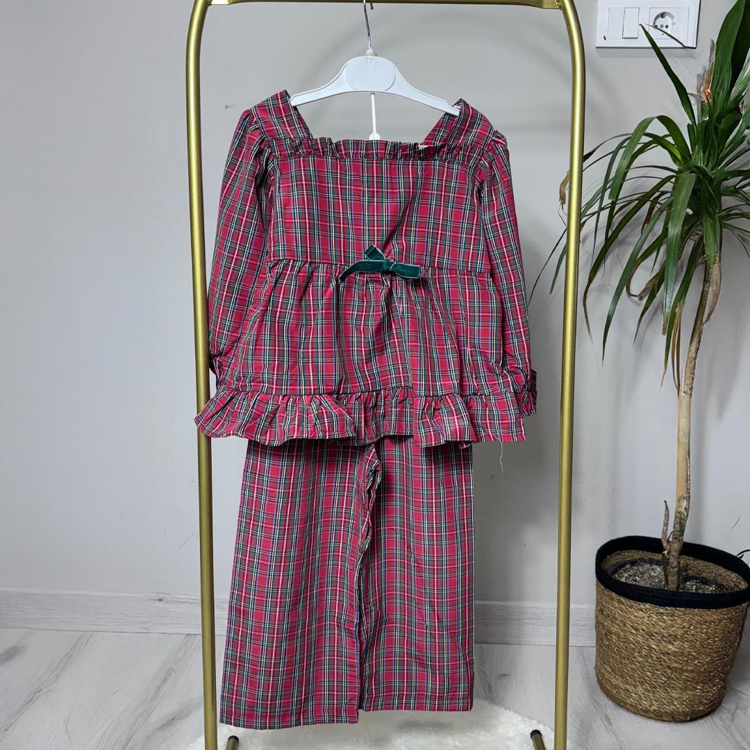 Ekoseli Kız Çocuk Pijama Takımı
