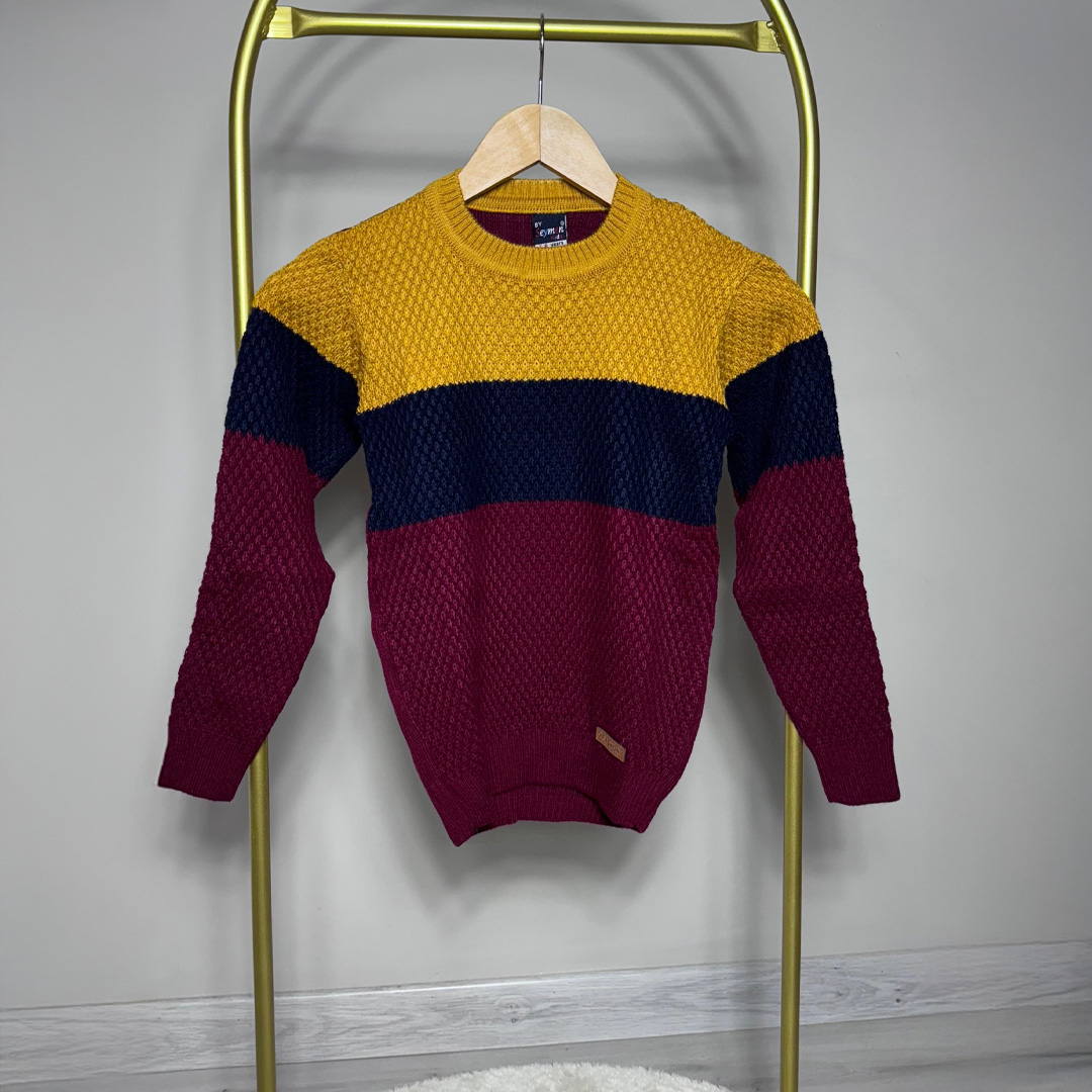 Bordo 3 Renk Erkek Çocuk Kazak