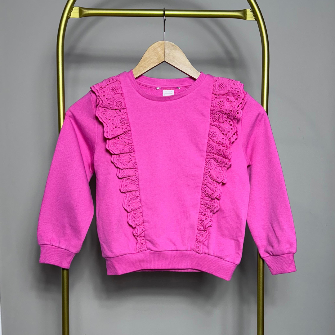 Fırfır Detaylı Kız Çocuk Sweat