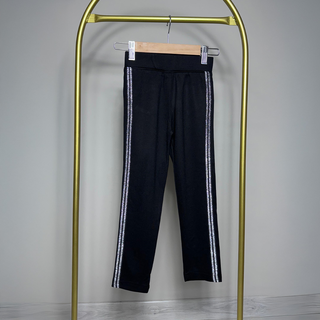 Gümüş Gri Şeritli Arkası Çift Cepli Kız Çocuk Tayt