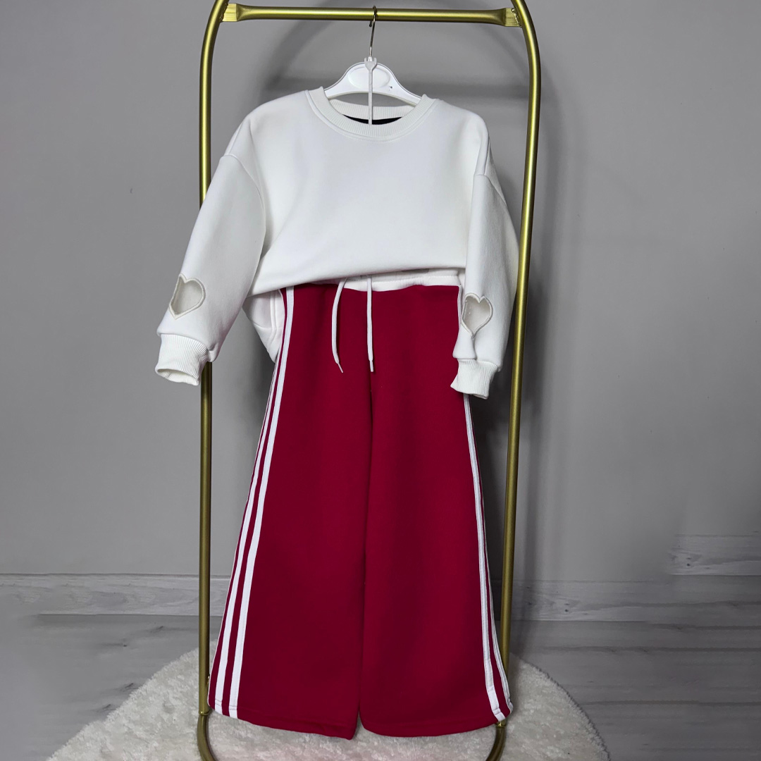 Kalp Detaylı Kız Çocuk Eşofman Takımı