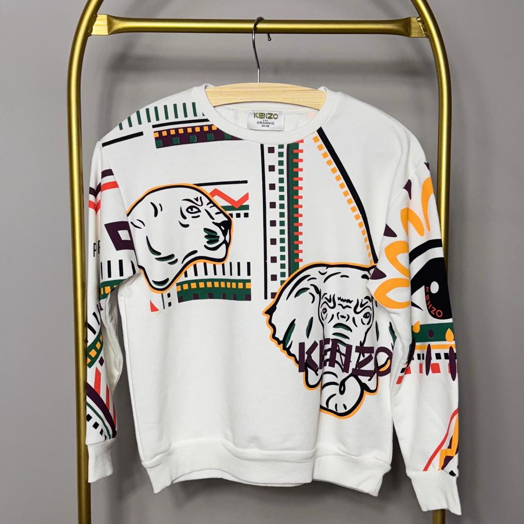 KNZ Paris Beyaz Kaplan Desenli Sweatshirt